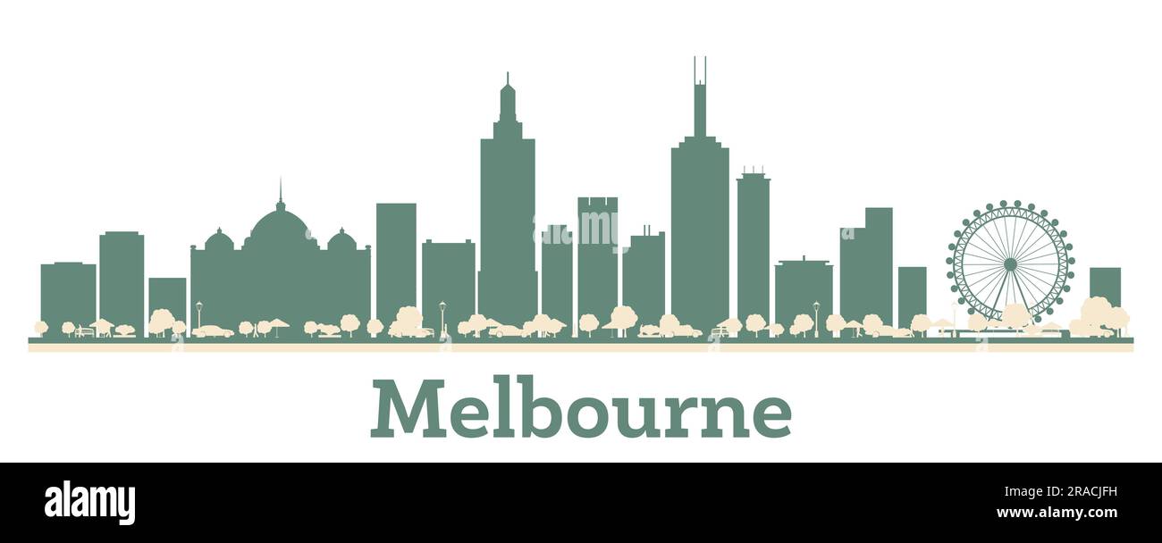 Abstrakte Skyline von Melbourne Australia mit farbigen Gebäuden. Vektordarstellung. Business Travel and Tourism Concept mit moderner Architektur. Stock Vektor