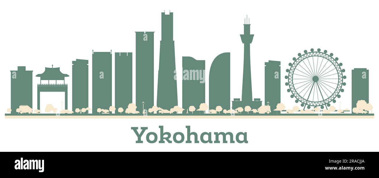 Abstrakte Skyline von Yokohama Japan City mit farbigen Gebäuden. Vektordarstellung. Business Travel and Tourism Concept mit moderner Architektur. Stock Vektor