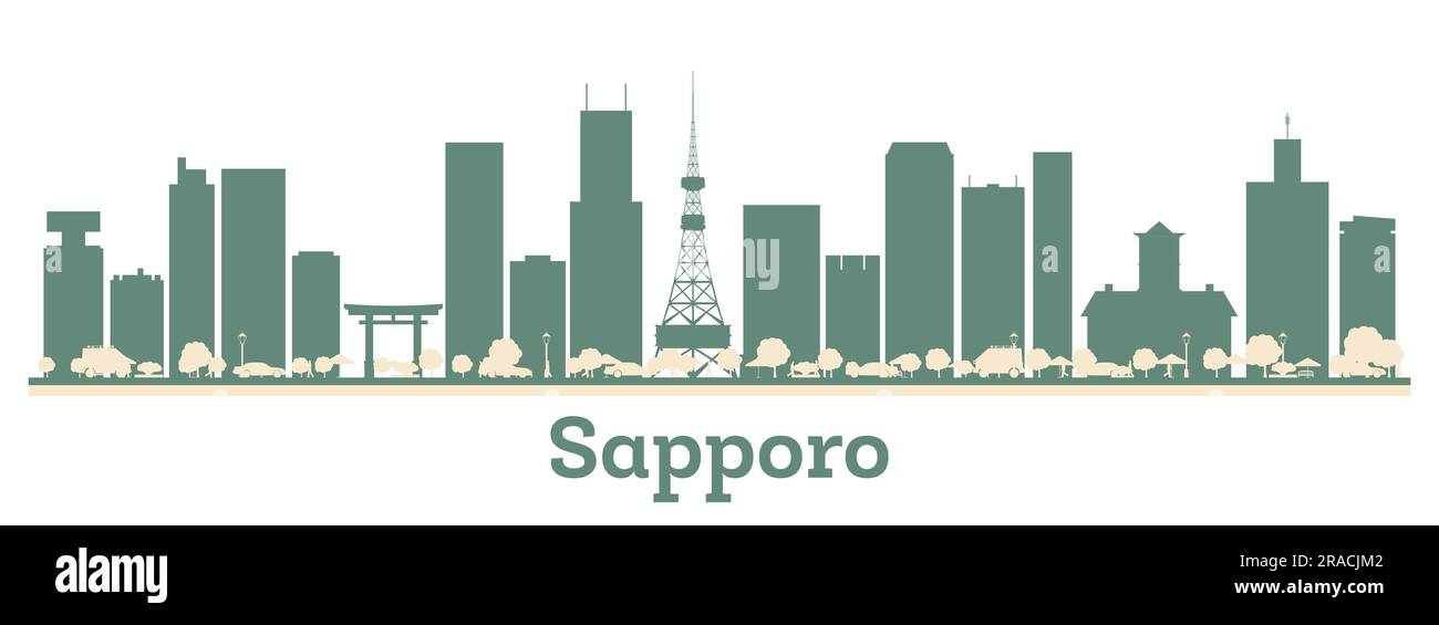 Abstrakte Skyline von Sapporo Japan City mit farbigen Gebäuden. Vektordarstellung. Business Travel and Tourism Concept mit moderner Architektur. Stock Vektor