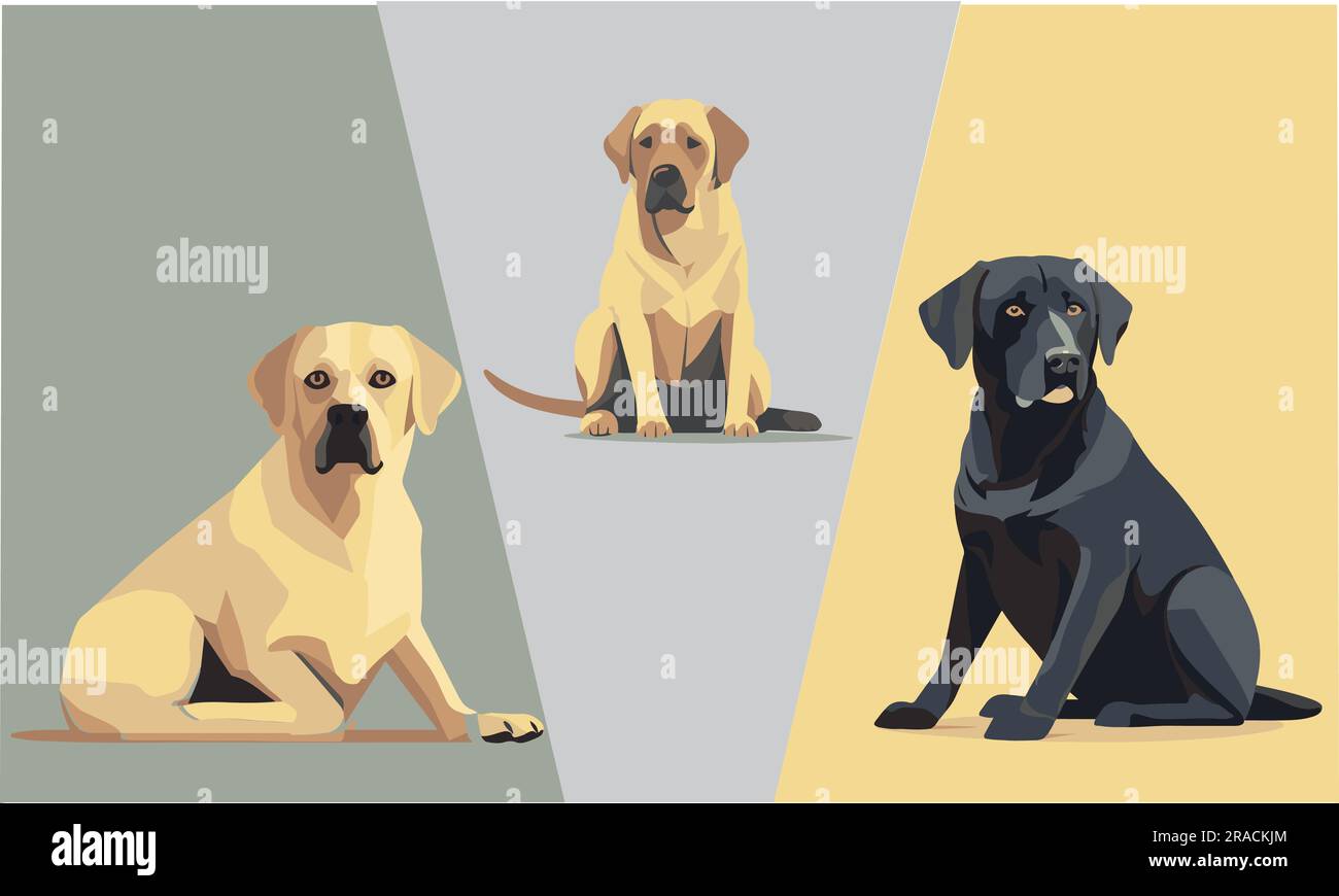 Ein Satz von Flat-Dog-Vektordarstellungen Stock Vektor