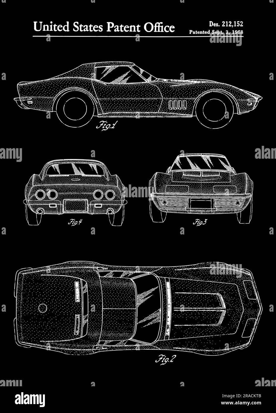 1968 Corvette Stingray Patent Stock Vektor