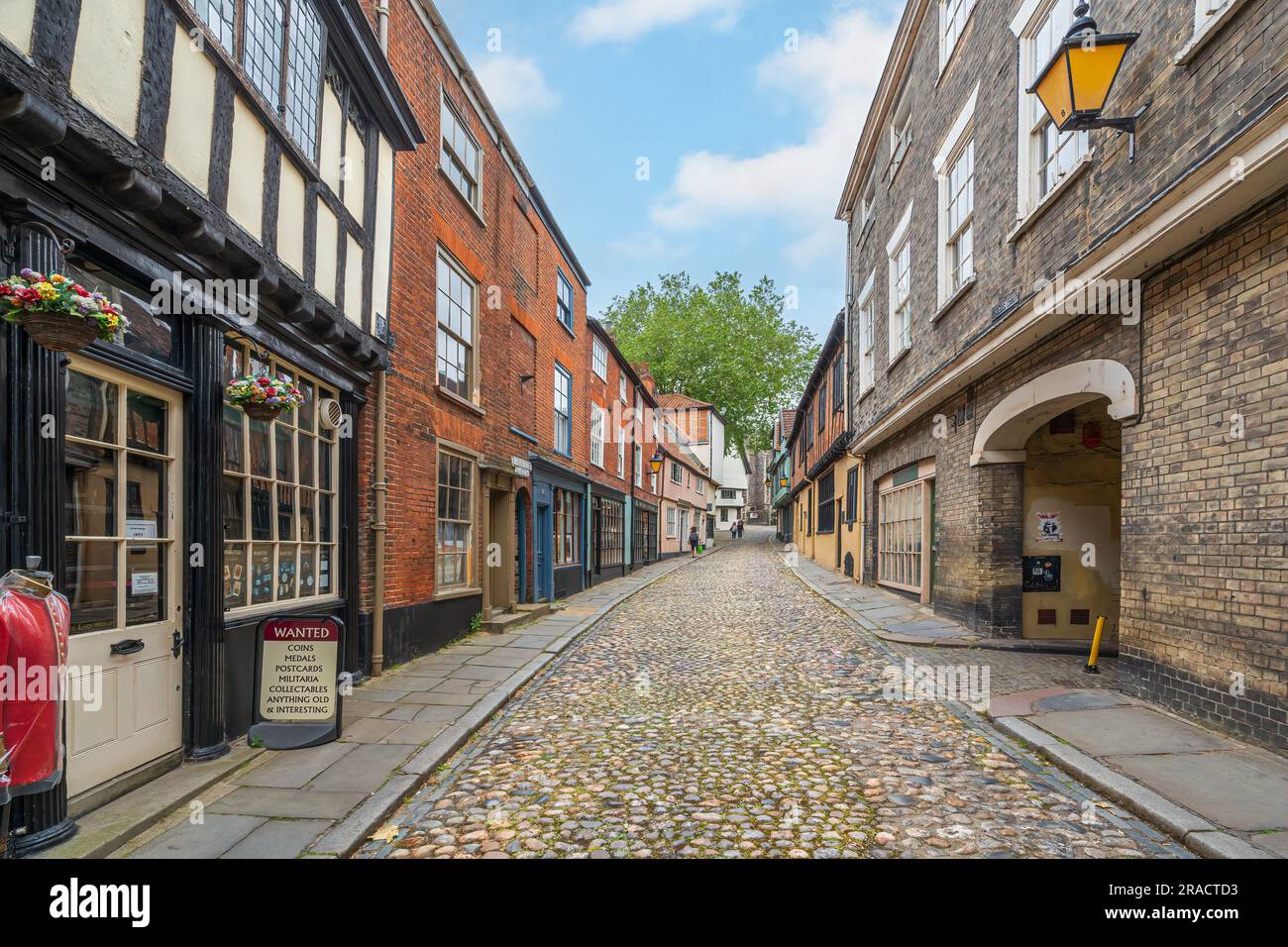 Elm Hill in Norwich England Stockfoto