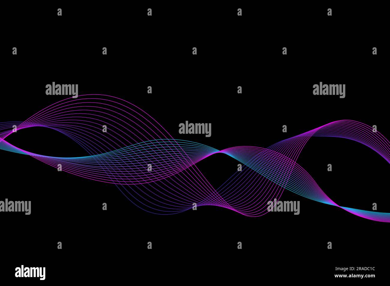 Abstrakter Vektorhintergrund. Mehrfarbige dynamische Linien auf schwarzem Hintergrund. Farbkurven. Hintergrund für die Konstruktion Stock Vektor