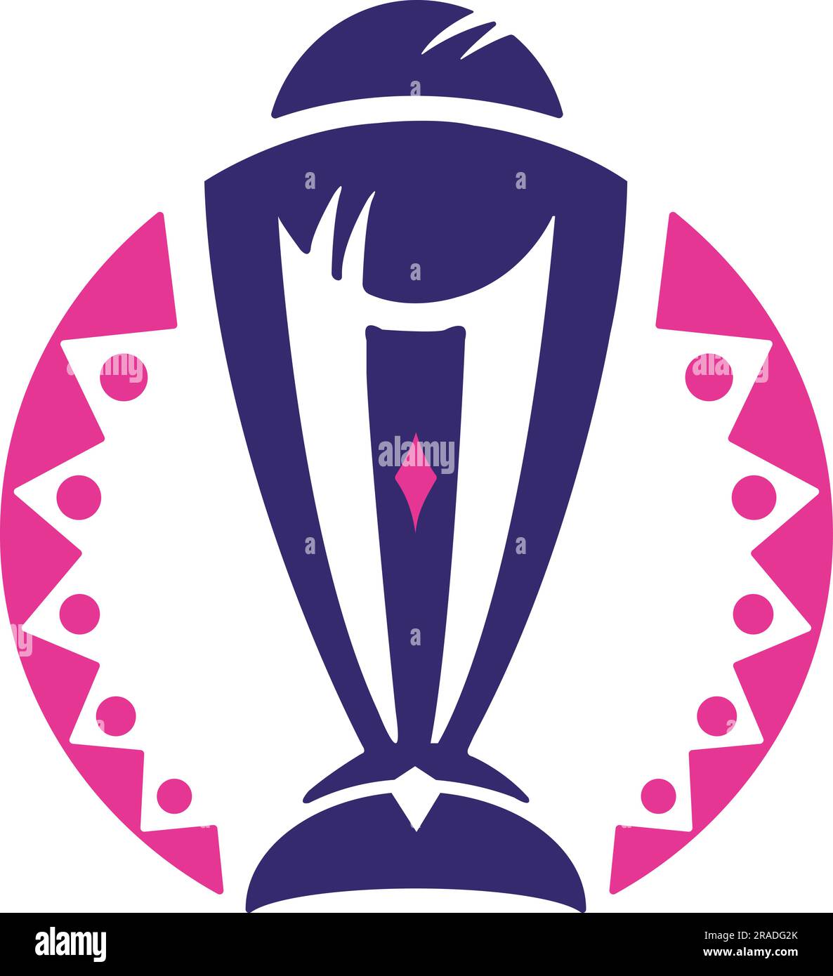 ICC ( International Cricket council ) Trophäen-Logo für die ODI Cricket-Weltmeisterschaft 2023 in Indien. Markenidentität Logotyp man Cricket World Cup Trop Stock Vektor