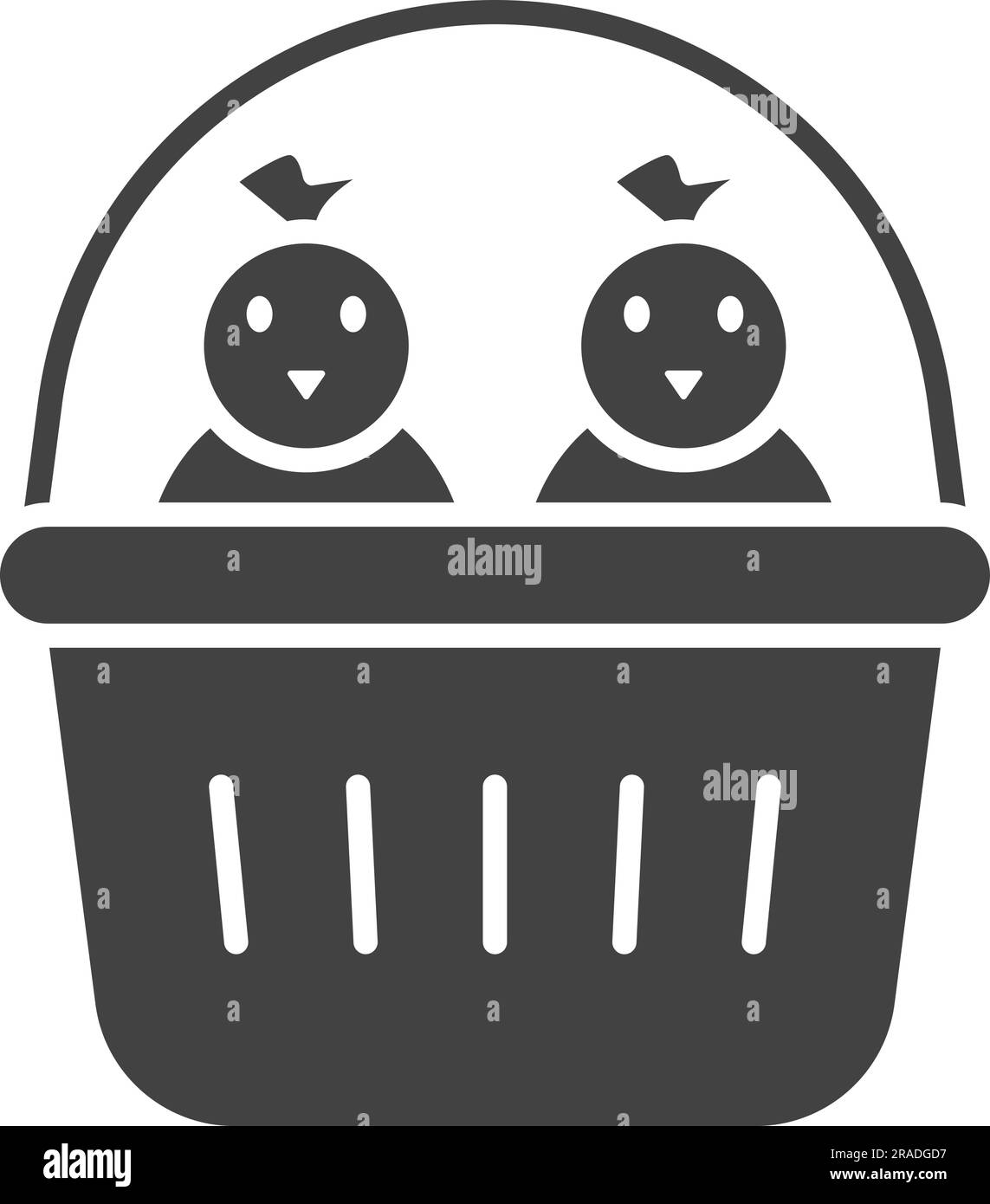 Bild des Symbols "Küken im Korb". Stock Vektor