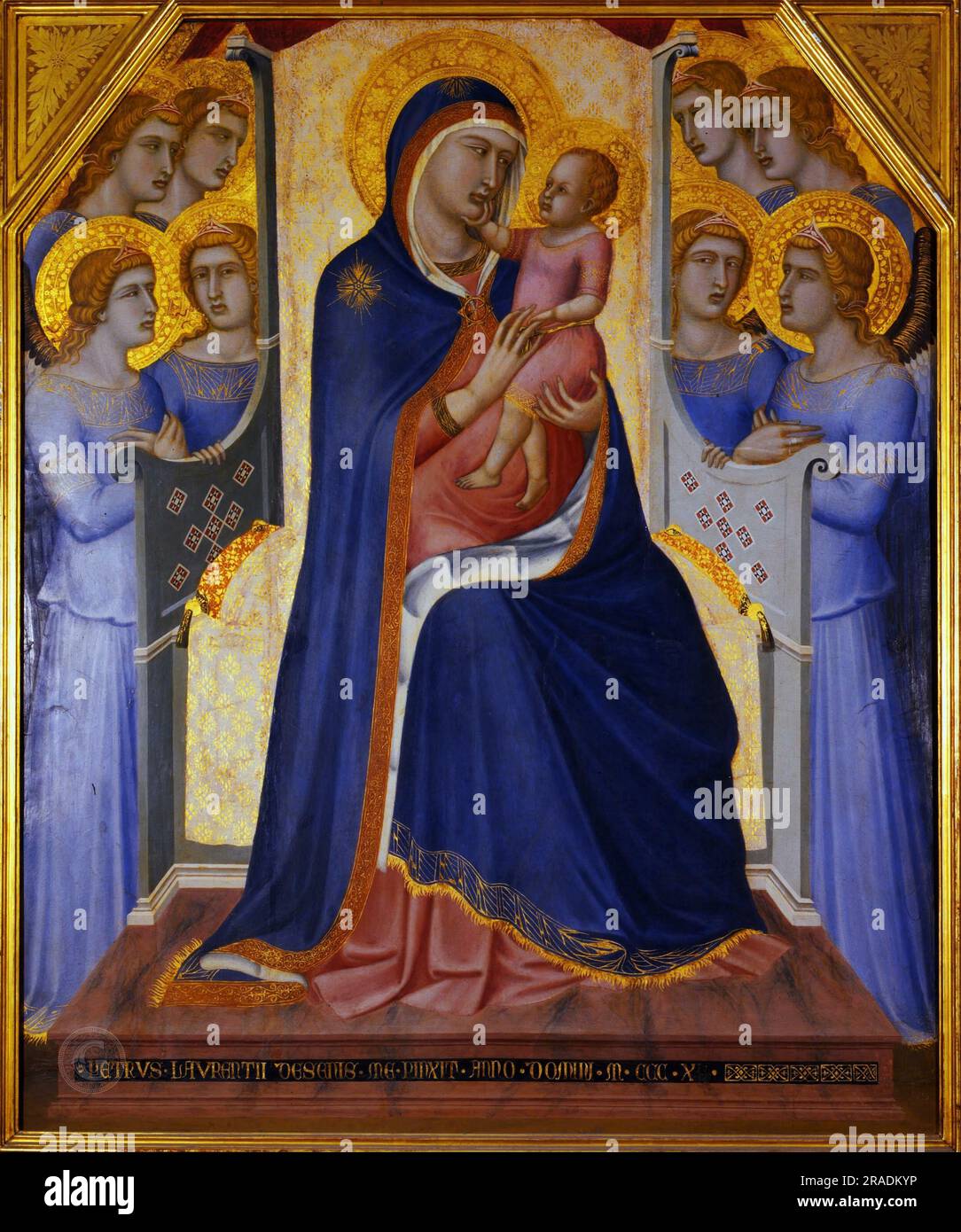 Pietro Lorenzetti - Madonna und Kind in Engel Stockfoto
