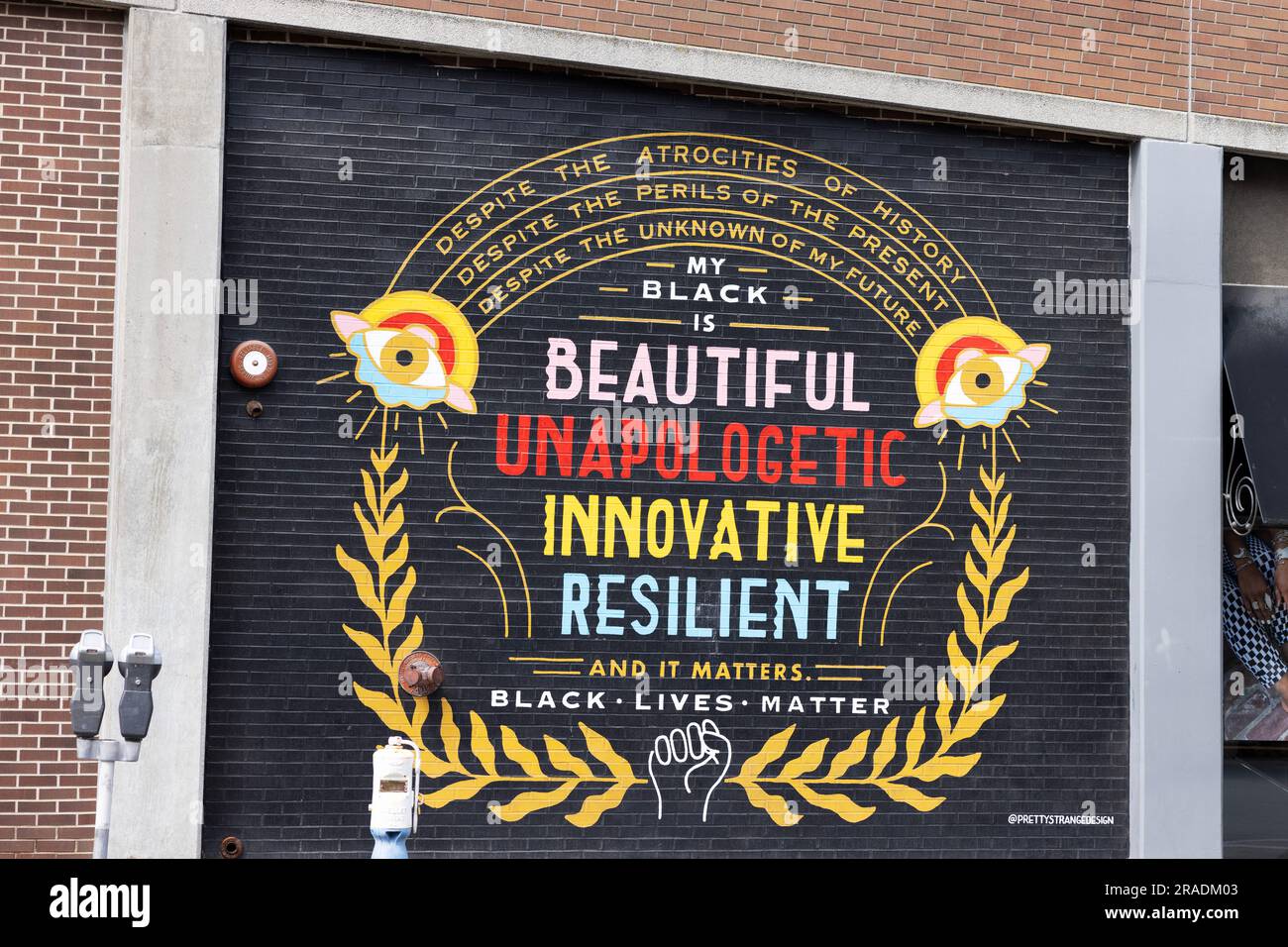 Black Lives Matter Street Art in der Innenstadt von Lexington, Kentucky, USA. Stockfoto