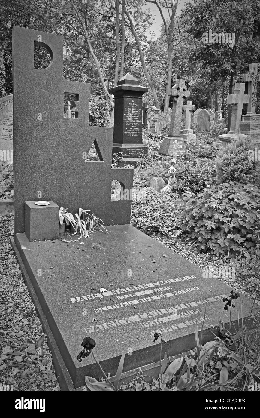 Schwarzweiß - tot - Patrick & Janet Nathan-Caulfield 1938-2020, 1936-2005-Maler und Druckmaschine Stockfoto