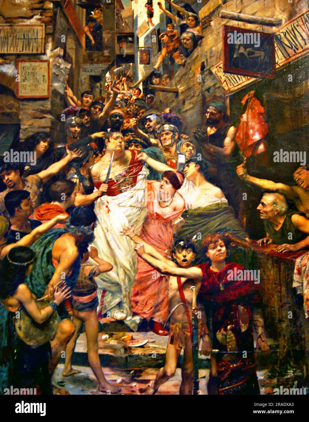 VITELLIUS (15-69 n. Chr.) römischer Kaiser ias zog im 1883. Gemälde des französischen Künstlers Georges Rochegrosse durch die Straßen Roms Stockfoto