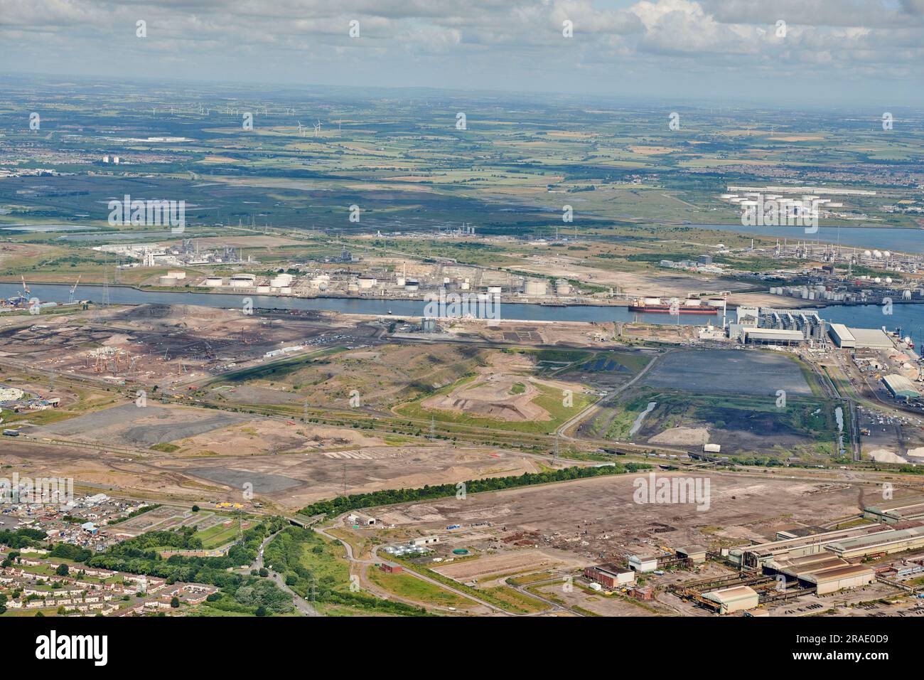 Ein Luftfoto von Teesport, Tees-Mündung, Teeside, Middlesbrough, Nordostengland, UK Stockfoto