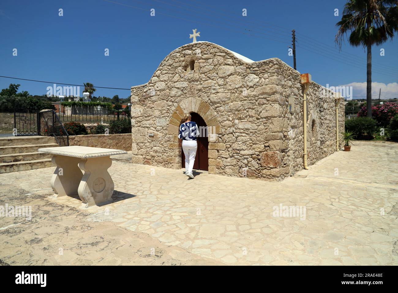 Die Kapelle der Heiligen Jungfrau, Banaia Kilisesi, Koruccam (griechische Kormakitis), Maronitenkirche, Türkische Republik Nordzypern Stockfoto