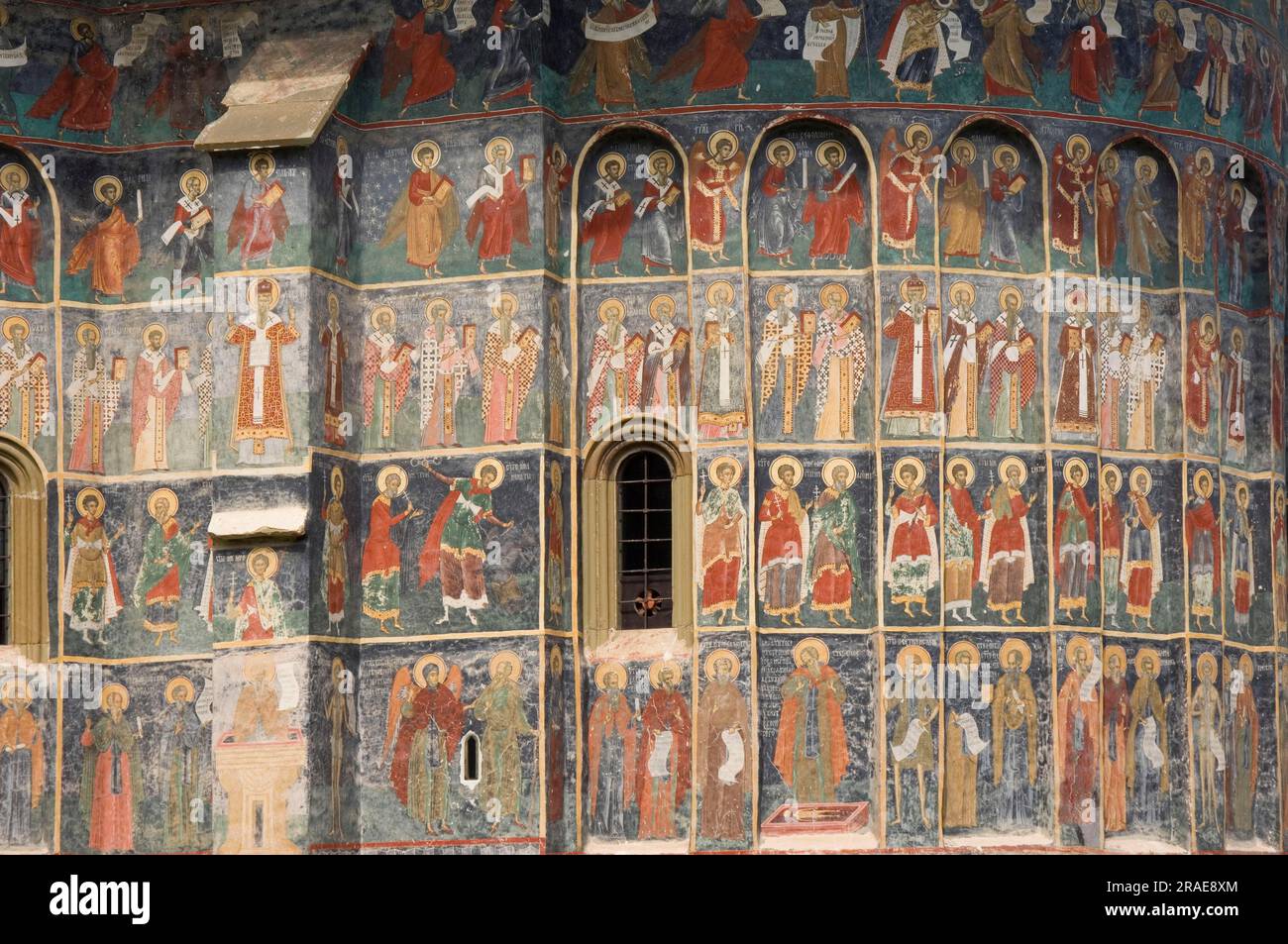 Fresko, Klosterkirche, Suceava, Südbukovina, Republik Moldau, Rumänien, Moldawien, Fresken Stockfoto