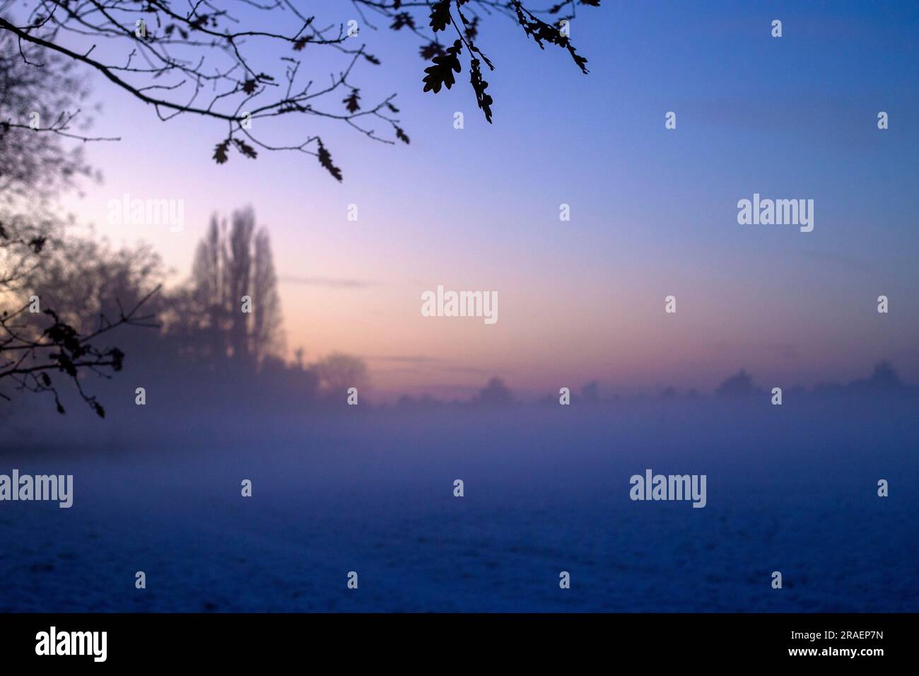 Ein schneebedeckter Park in Ilford, East London. Stockfoto