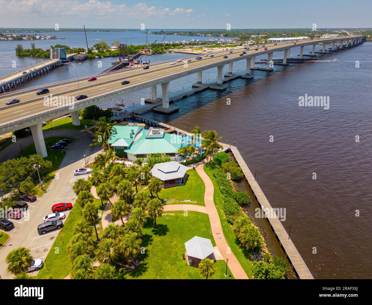 Luftdrohnenfoto Flagler Park Stuart Florida Stockfoto