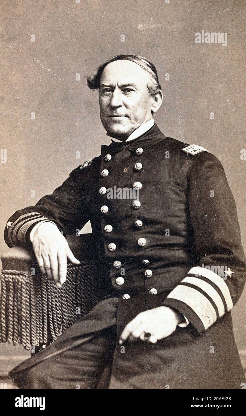 David Glasgow Farragut, Glascoe (5. Juli 1801-14. August 1870) war ein Flaggenoffizier der US-Marine während des Amerikanischen Bürgerkriegs, Historisch, digital restaurierte Reproduktion von einer Vorlage aus dem 19. Jahrhundert / David Glasgow Farragut, Glascoe (5. Juli 1801 bis 14. August 1870) war ein Flaggenoffizier in den USA Navy während des Amerikanischen Bürgerkriegs, historische, digital restaurierte Reproduktion eines Originals aus dem 19. Jahrhundert Stockfoto