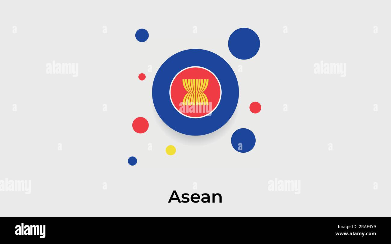 ASEAN-Flagge Blase Kreis rundes Symbol farbenfrohe Vektordarstellung Stock Vektor