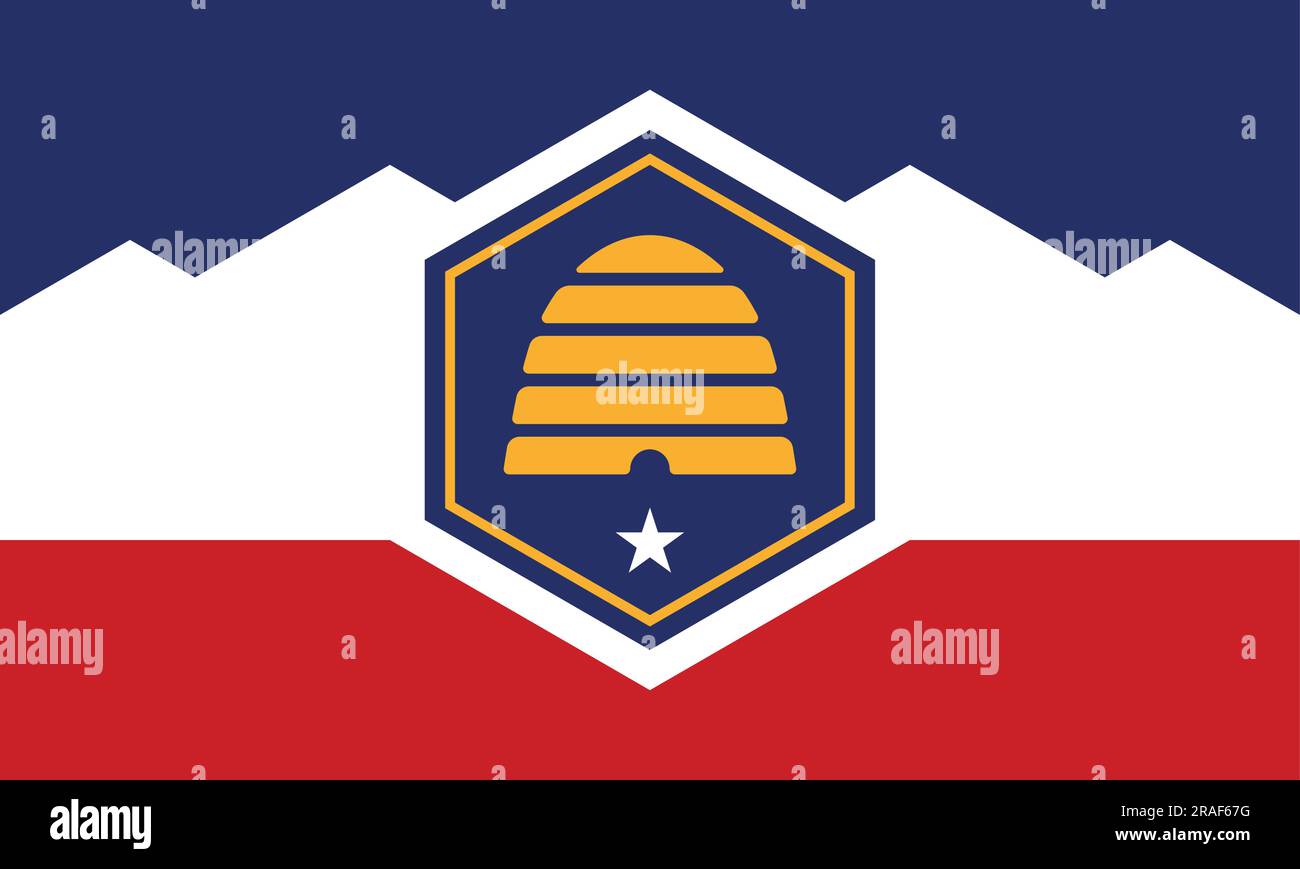 Utah, neue Bundesstaatflagge, Jahr 2023, USA, Vektordarstellung Stock Vektor