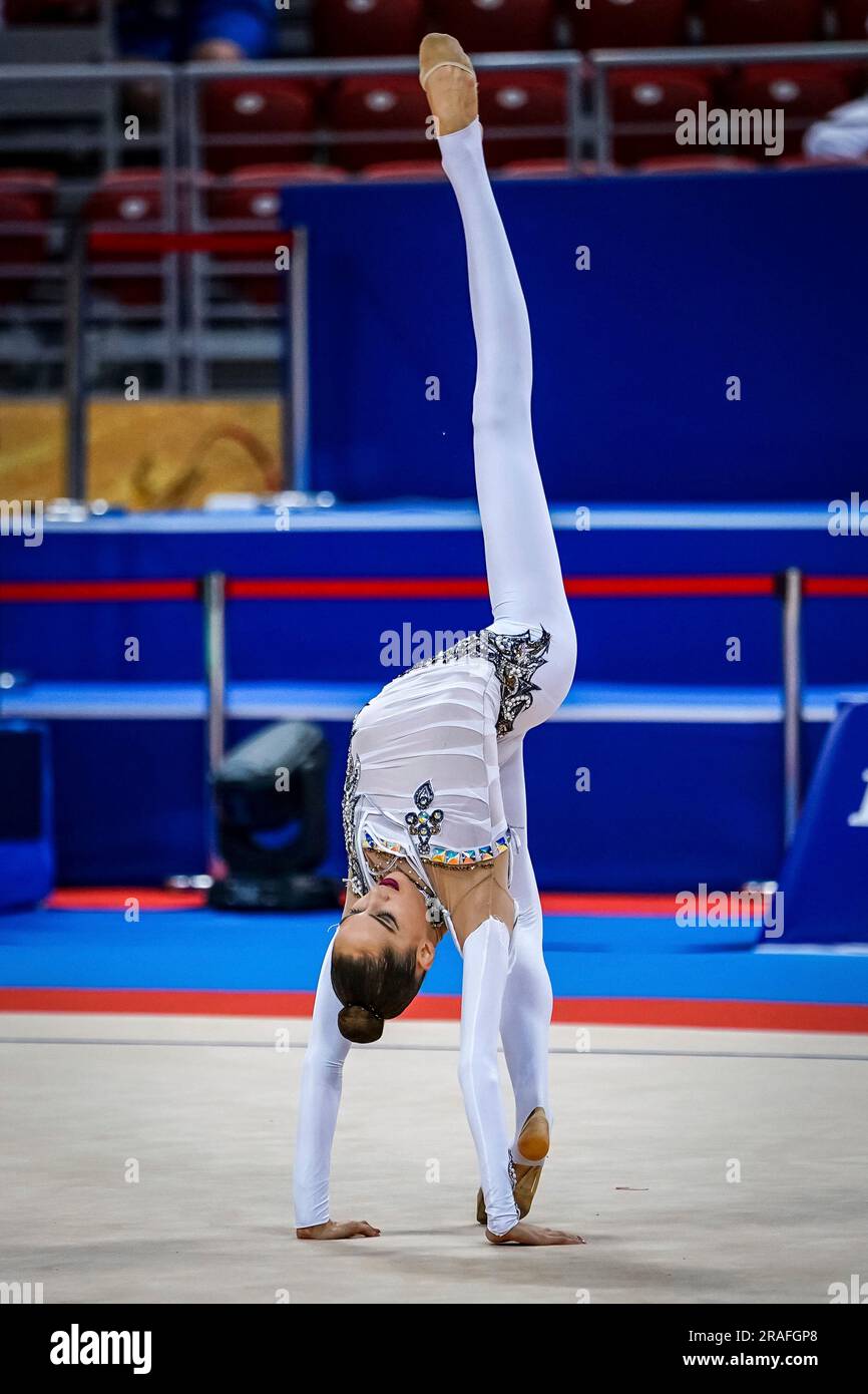 September 11, 2018: Vlada Nikolchenko of Â Ukraine during Individual Hoop Final at the Arena Armeec in Sofia at the 36th FIG Rhythmic Gymnastics World Championships. Ulrik Pedersen/CSM (Credit Image: © Ulrik Pedersen/Cal Sport Media) (Cal Sport Media via AP Images) Stockfoto