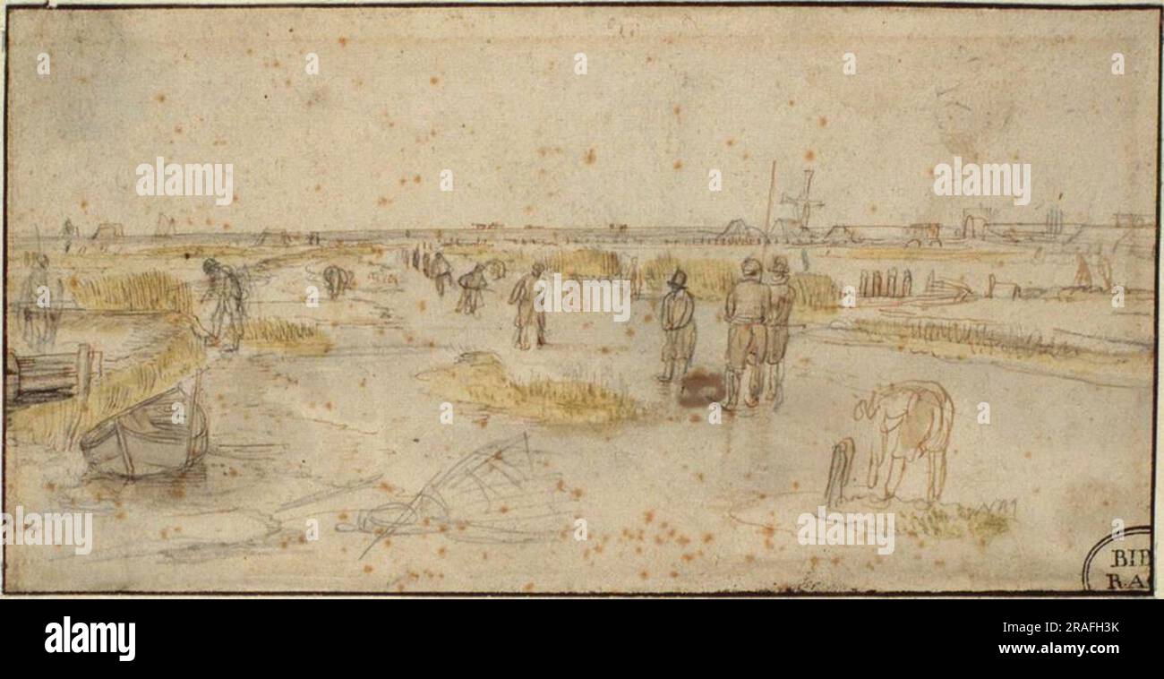 Winterlandschaft mit Skatern 1634 von Hendrick Avercamp Stockfoto