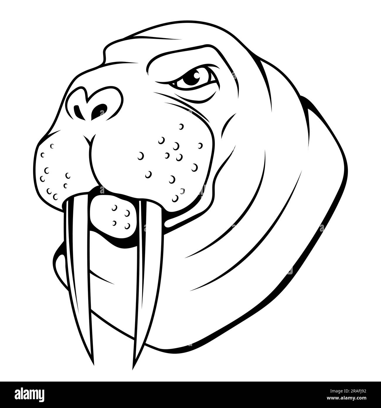 Pug. Vektordarstellung eines skizzierten Polar-Tier-Cartoons. Wütendes Tier. Odobenus rosmarus Stock Vektor