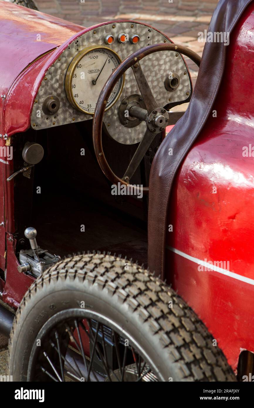 Details zum 1932 Monaco Nardi Chichibio (oder Nardi-Monaco Chichibio) Rennwagen mit einem Sitz Stockfoto
