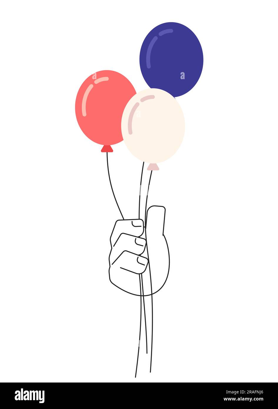 Rote weiße und blaue Ballons mit monochromatischer flacher Vektorhand Stock Vektor