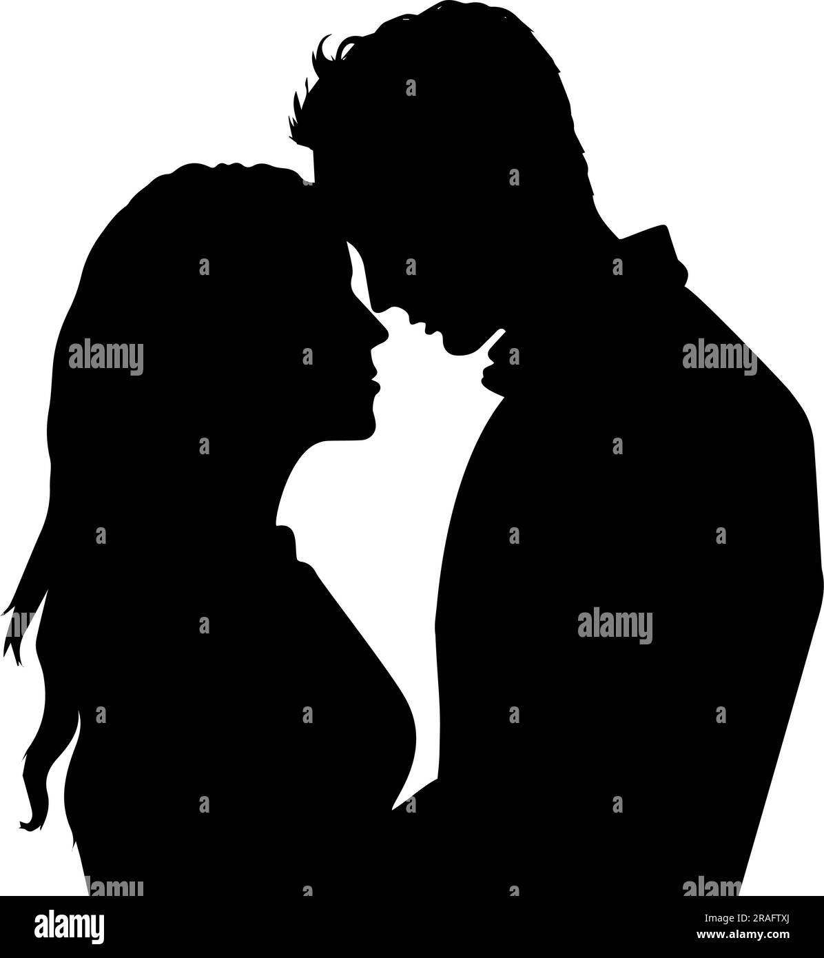 Silhouette von Mann und Frau, die sich lieben, isoliert. vektordarstellung Stock Vektor