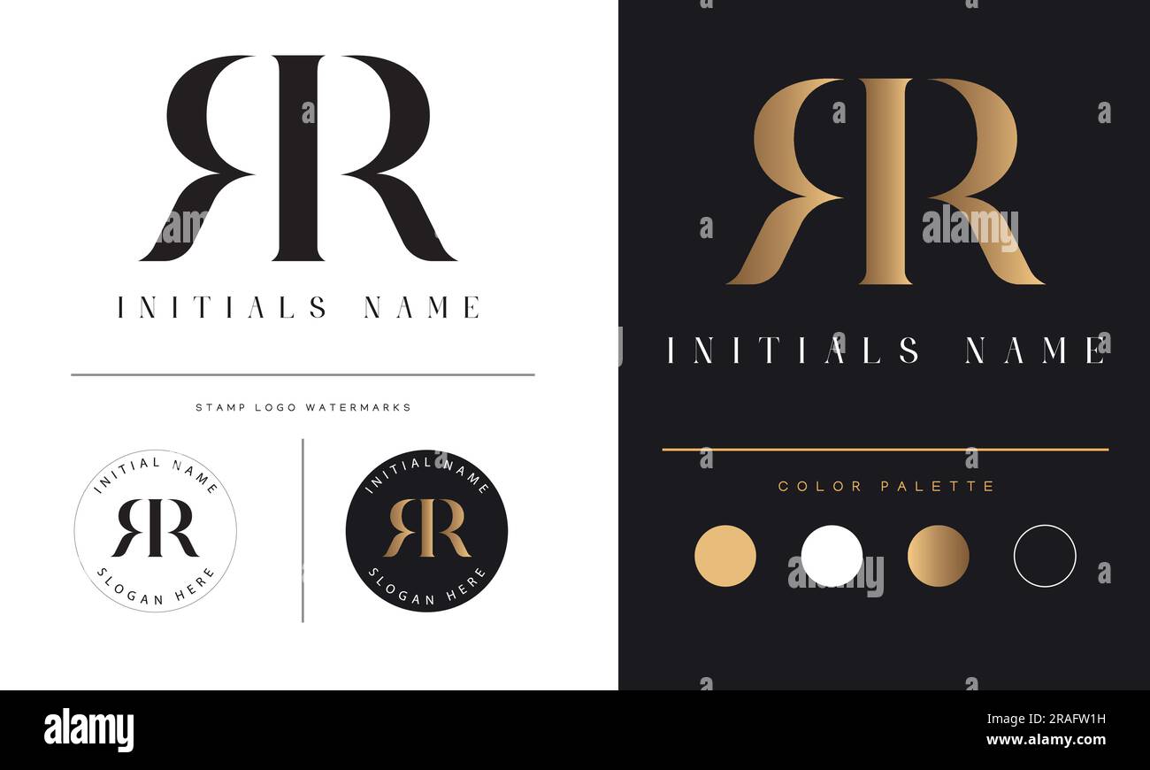 Luxuriöses RR Initial Monogramm Text Letter Logo-Design Stock Vektor