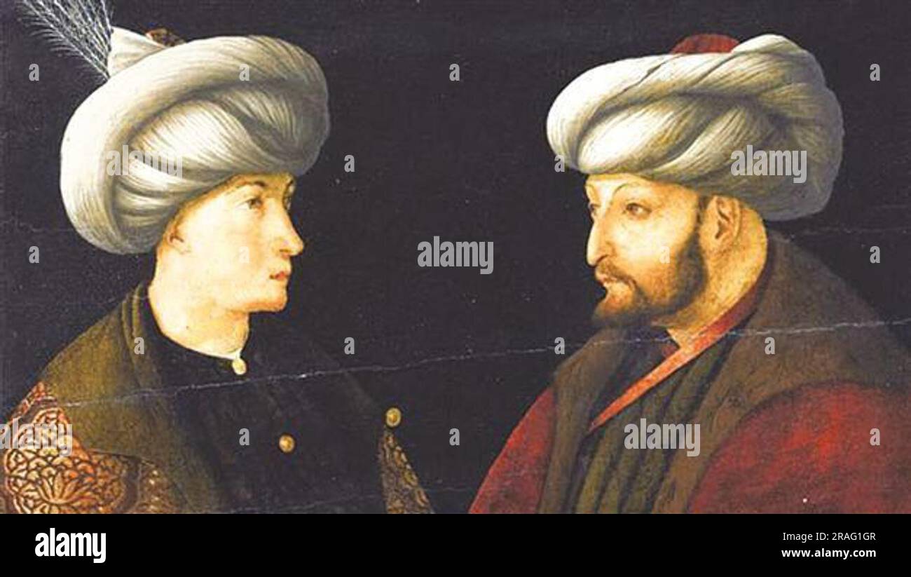 Das Porträt von Sultan Mehmed II. (Fatih Sultan Mehmet) 1480 von Gentile Bellini Stockfoto