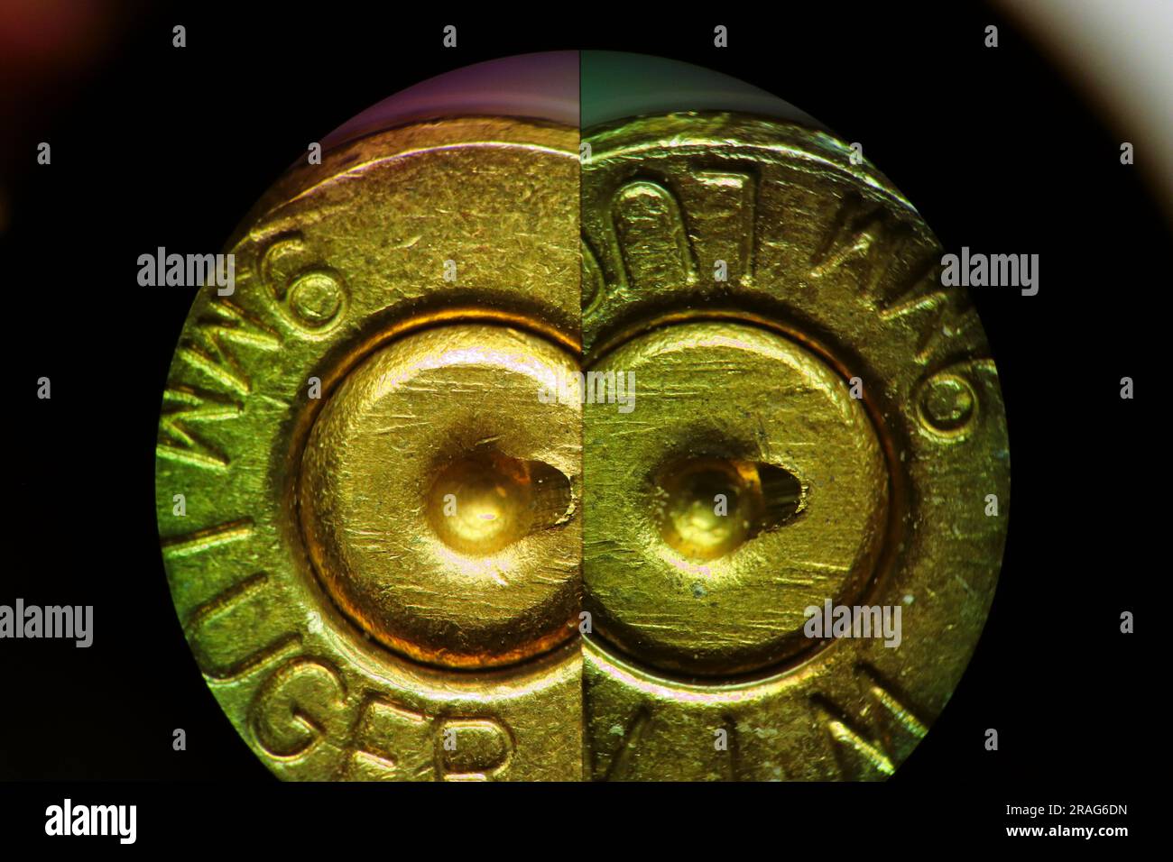 Vergleich des Kassettengehäuses über den Umfang Stockfoto