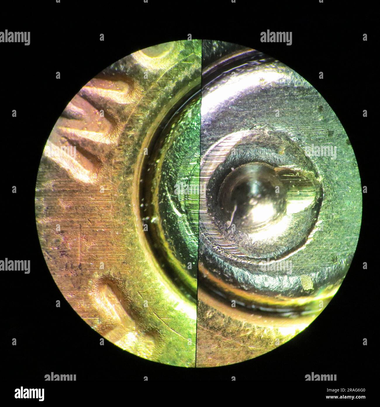 Vergleich des Kassettengehäuses über den Umfang Stockfoto