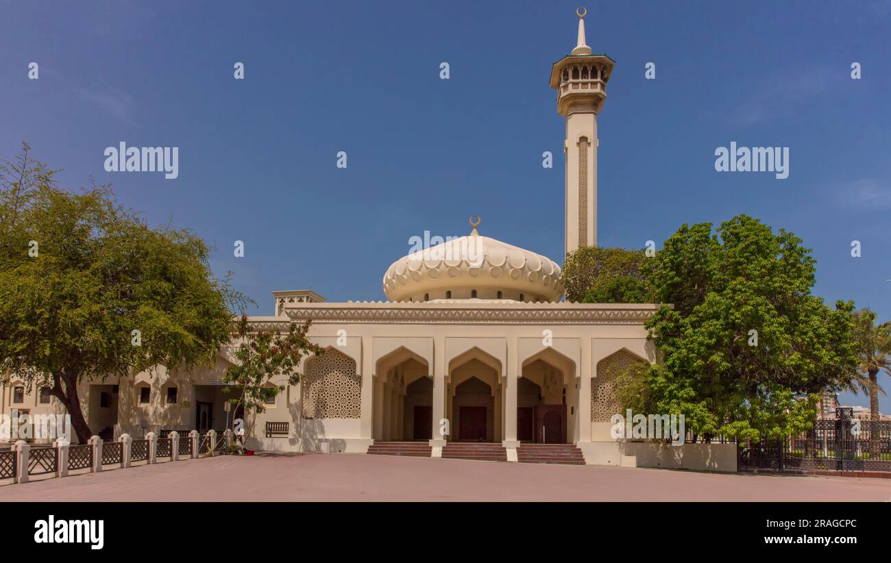 Farooq Moschee in Al Fahidi oder Al Bastikaya Viertel im alten Dubai, vereinigte Arabische Emirate Stockfoto