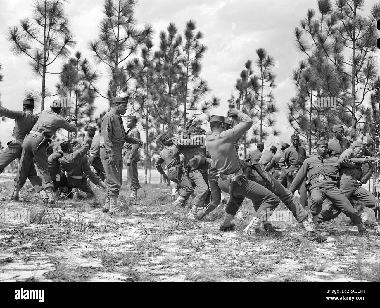 Soldaten von 41. Ingenieuren, die Jiu Jitsu praktizieren, Fort Bragg, North Carolina, USA, Arthur Rothstein, USA Office of war Information, März 1942 Stockfoto