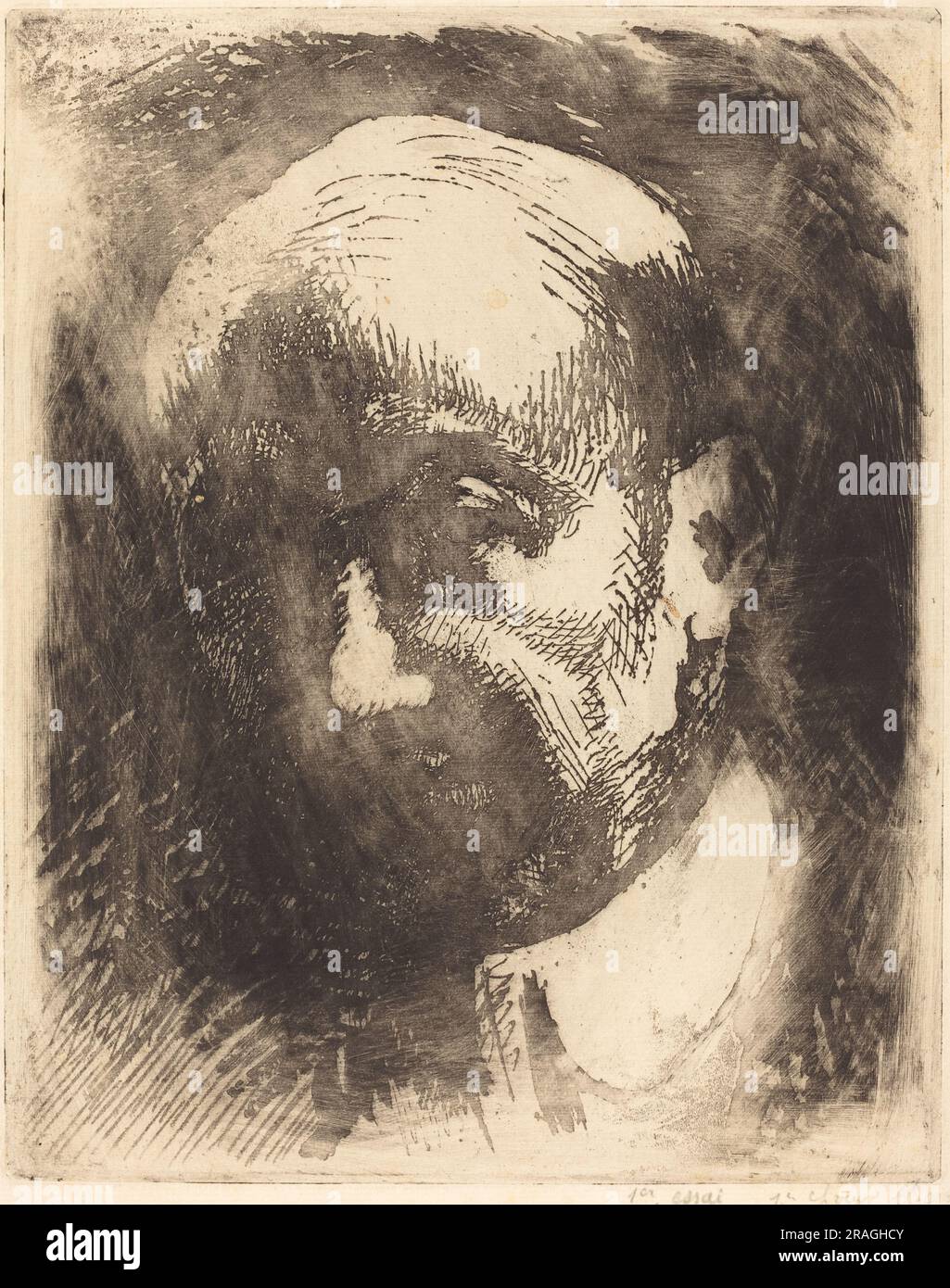 Albert Besnard, Gabriele D'Annunzio, 1917, schwarze Ätzung mit Tellerfarbe auf liegendem Papier, Teller: 29,9 x 23,8 cm (11 3/4 x 9 3/8 Zoll) Bogen: 32,7 x 26,8 cm (12 7/8 x 10 9/16 Zoll), Geschenk von Herrn und Frau Daniel Bell zu Ehren des 50. Jahrestags der National Gallery of Art, 1991.28.14' Stockfoto