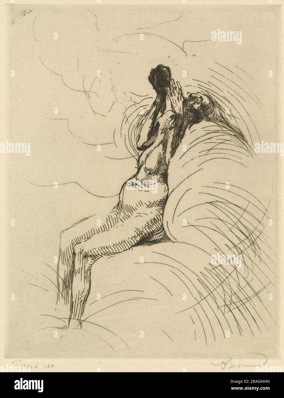 „Albert Besnard, Apotheosis (L'Apothéose), c. 1886, Ätzen in Schwarz auf liegendem Papier, Platte: 31,6 x 24,7 cm (12 7/16 x 9 3/4 Zoll) Blatt: 51 x 32,5 cm (20 1/16 x 12 13/16 Zoll), Geschenk von Mr. Und Mrs. Daniel Bell, 1997.91.1' Stockfoto
