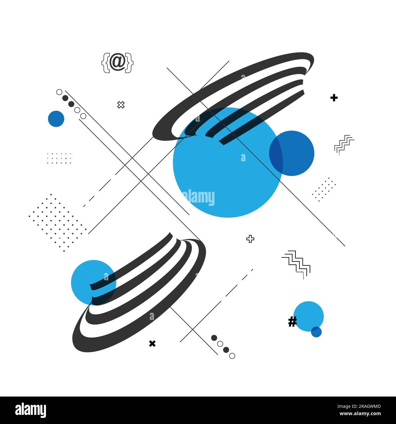 Abstrakter blauer Hintergrund mit schwarzen Linien Stock Vektor