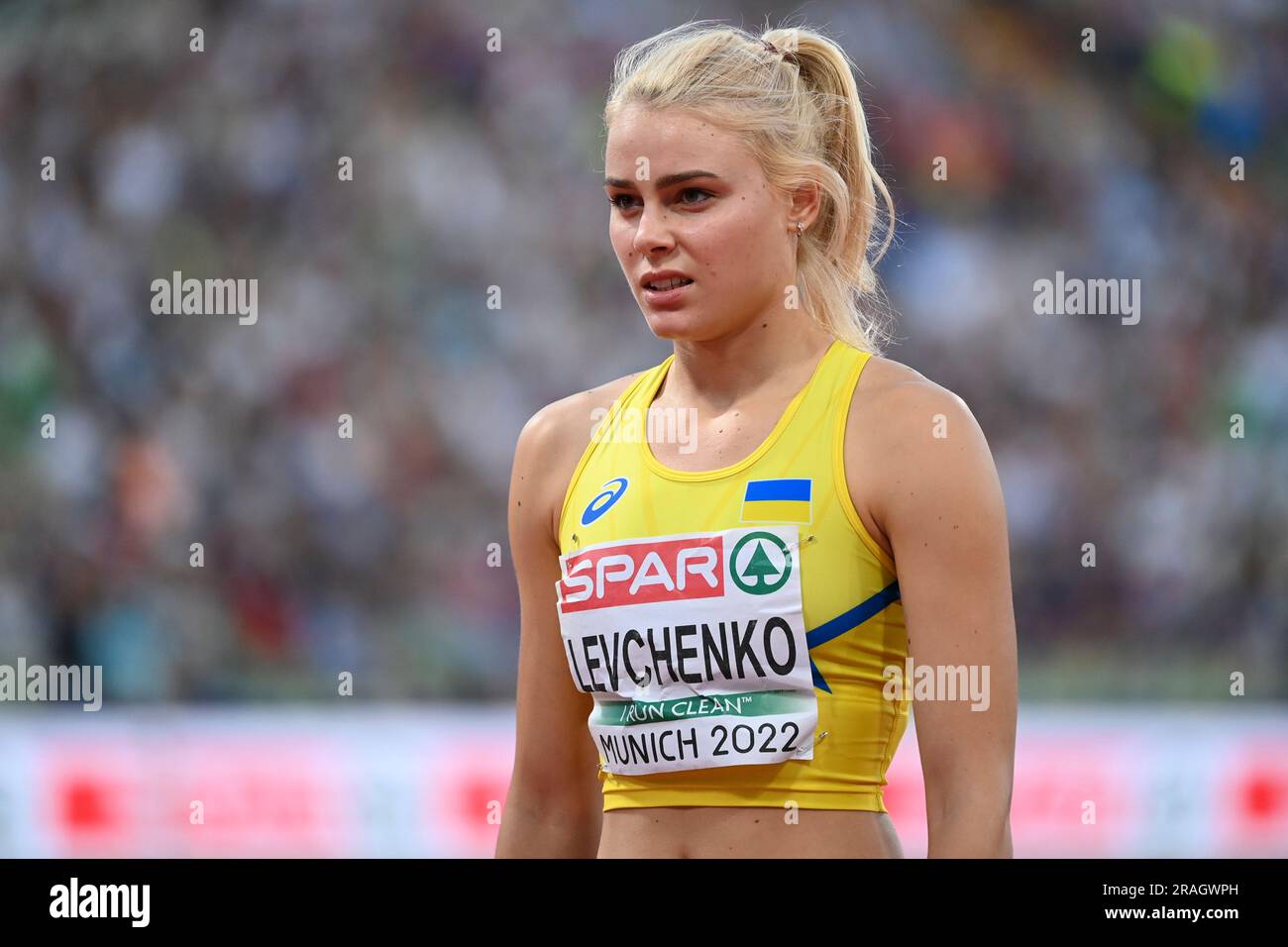Julia Levchenko (Ukraine). High-Jump-Frauen. Europameisterschaft München 2022 Stockfoto