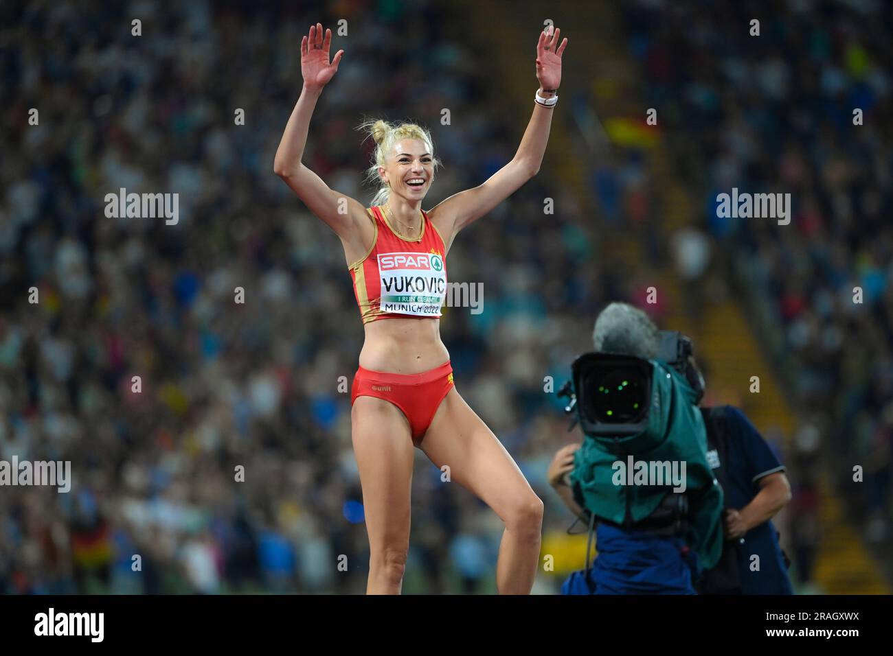 Marija Vukovic (Montenegro). High Jump Silver Medal. Europameisterschaften München 2022 Stockfoto