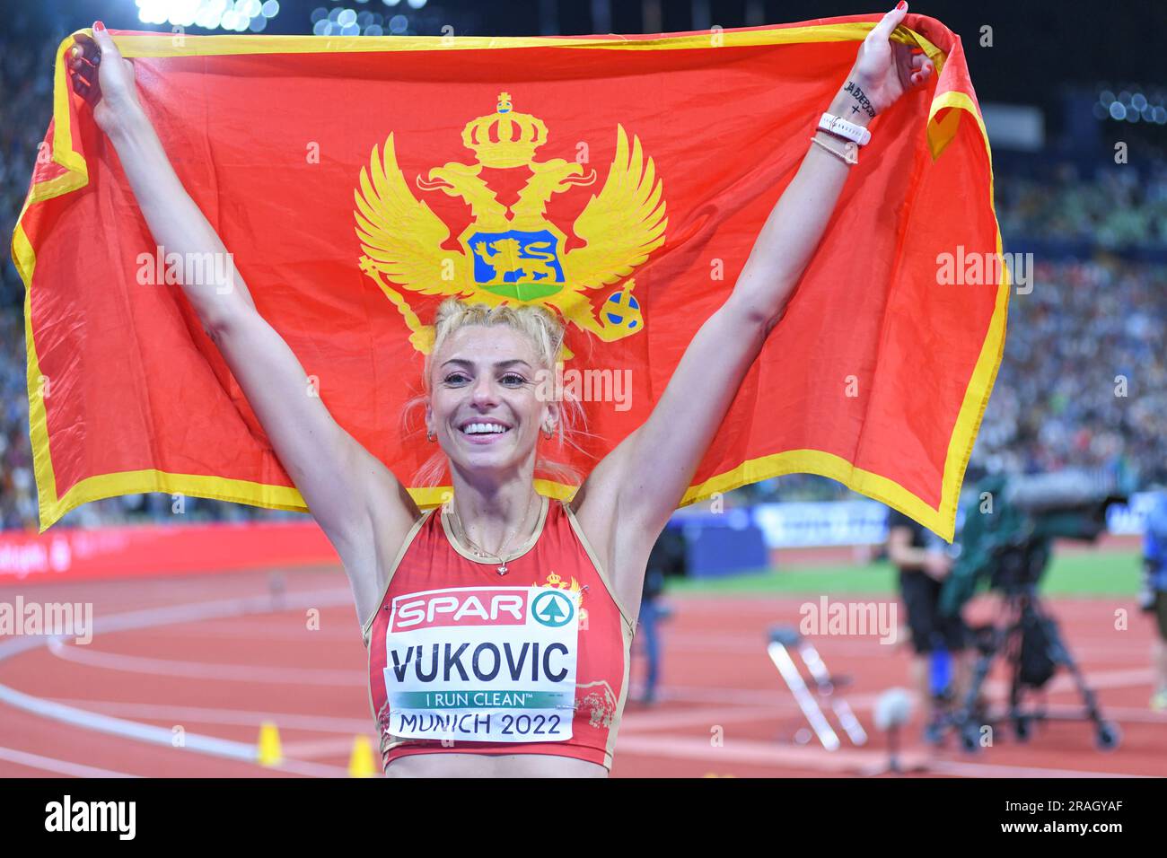 Marija Vukovic (Montenegro). High Jump Silver Medal. Europameisterschaften München 2022 Stockfoto