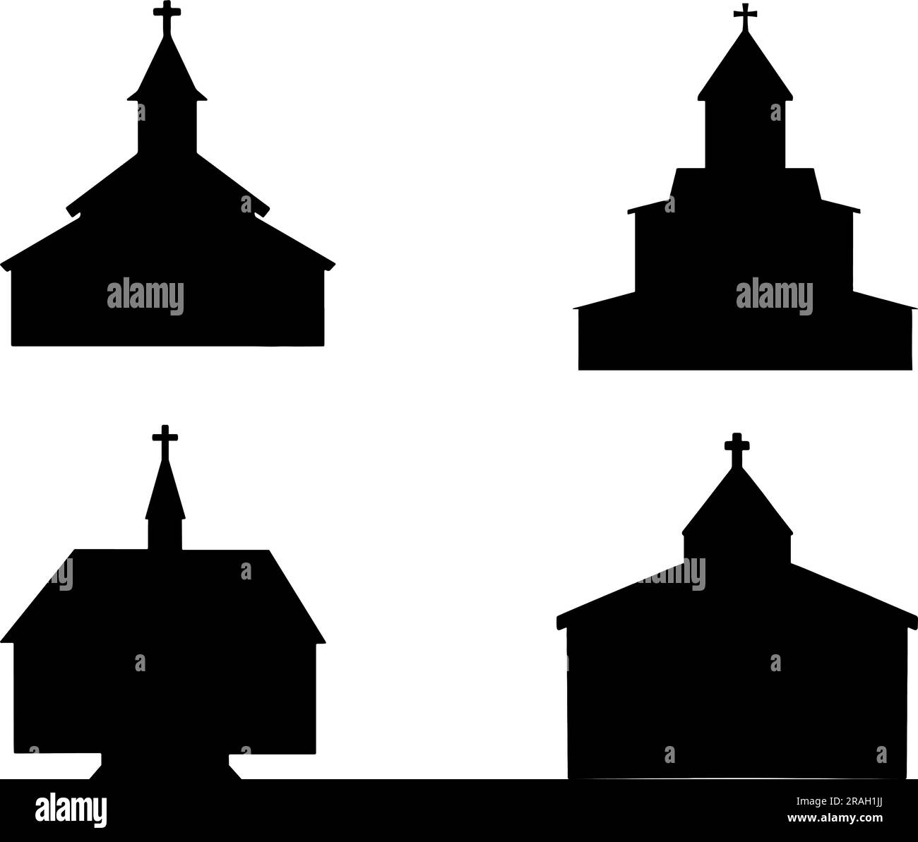 Set der Kirchensilhouette Stock Vektor