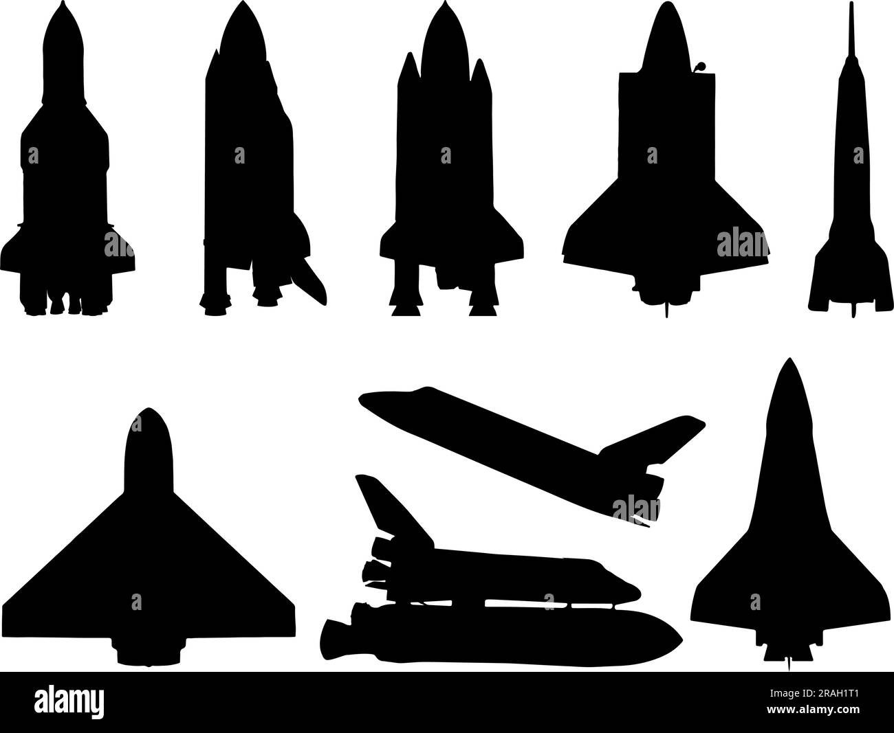 Set von Space-Raketen-Silhouette Stock Vektor