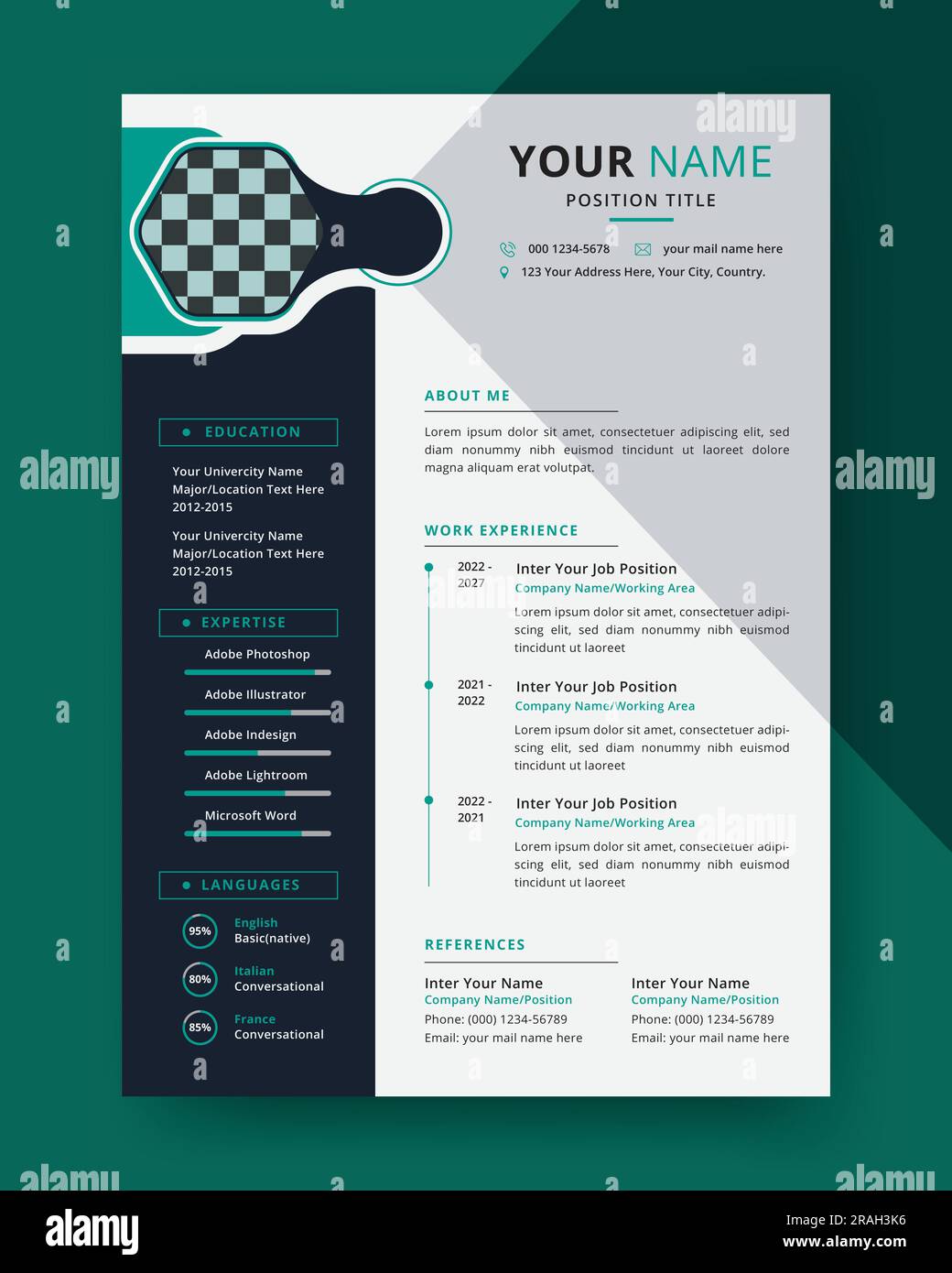Resume cv curriculum vitae template Stock-Vektorgrafiken kaufen - Alamy