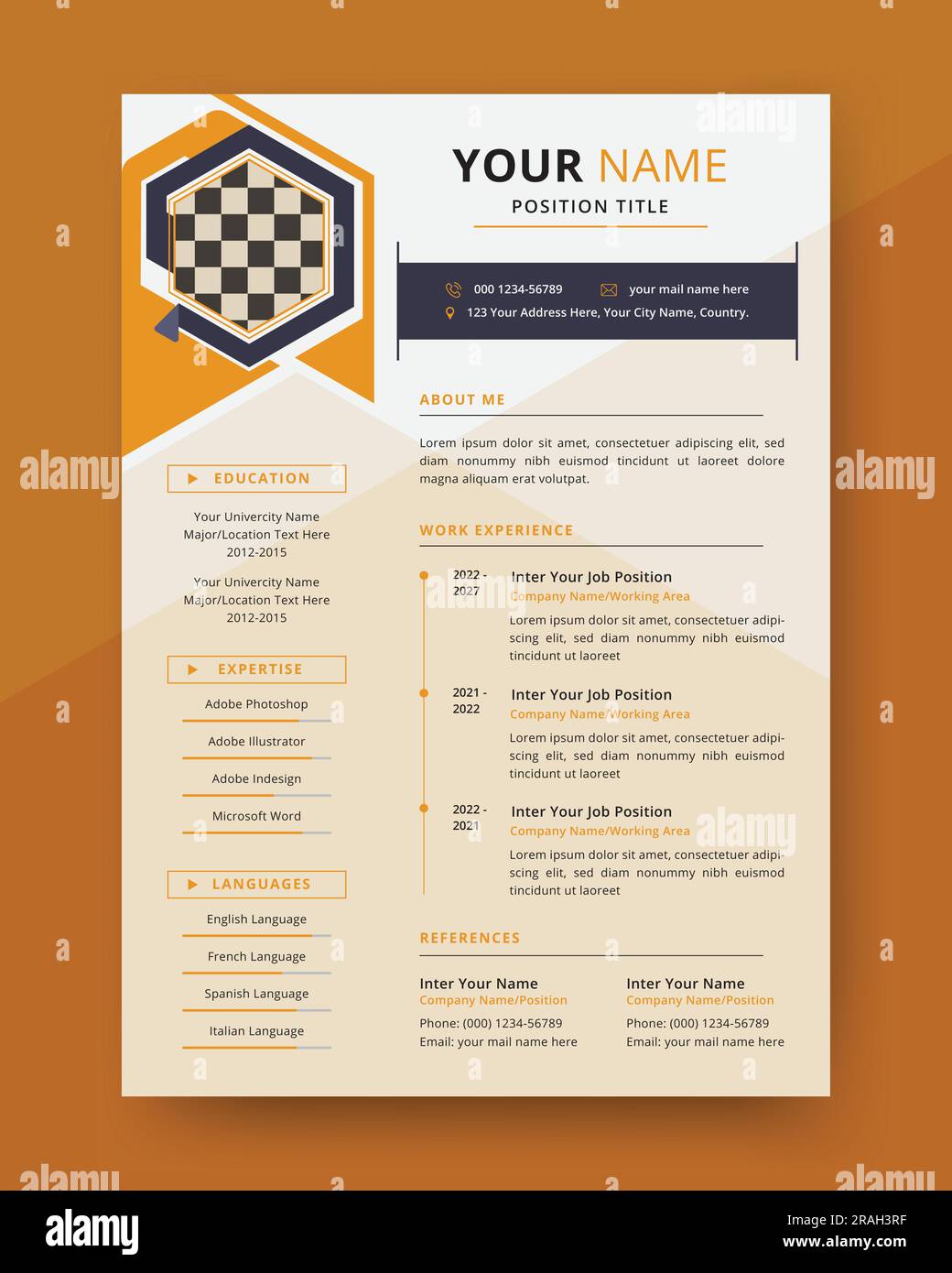 Resume cv curriculum vitae template Stock-Vektorgrafiken kaufen - Alamy
