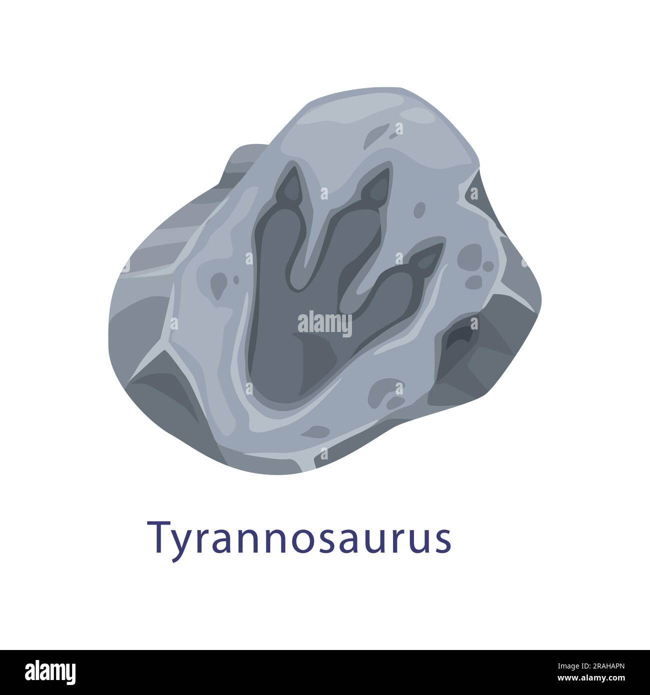 Uralte Dinosaurier-Fußabdrücke, Fossilien. Prähistorisches Monster Krallen archäologische Steinabdrücke, jurassic-Ära ausgestorbene Reptilien Fußspuren oder Tyrannosaurus Dinosaurier Paleontologie Vektorabdrücke Stock Vektor