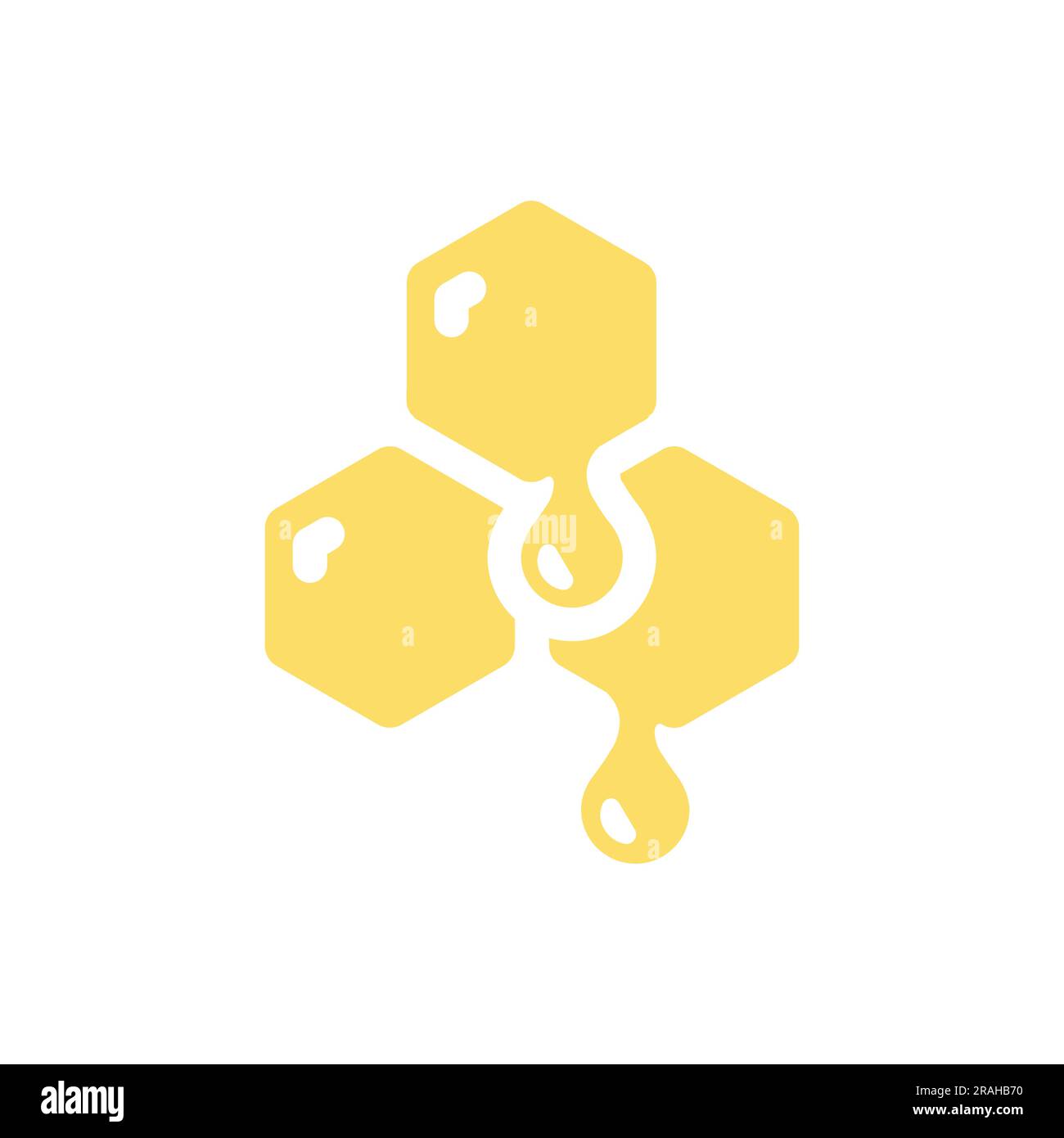 Vektorsymbol mit Wabenmuster und Honigtropfen. Farbenfrohes Bienenwachs-Symbol. Stock Vektor