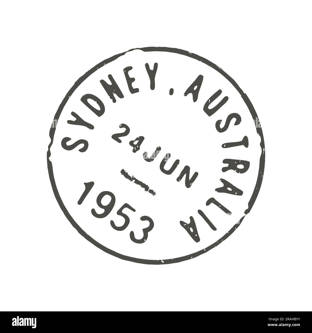 Briefmarken und Briefmarken in Sydney. Tintenstempel für Abflugland oder -Region, Postumschlag Antike Vektorprägung der australischen Stadt oder Postsiegel der Stadt Ozeanien, Australien, Sydney Stock Vektor