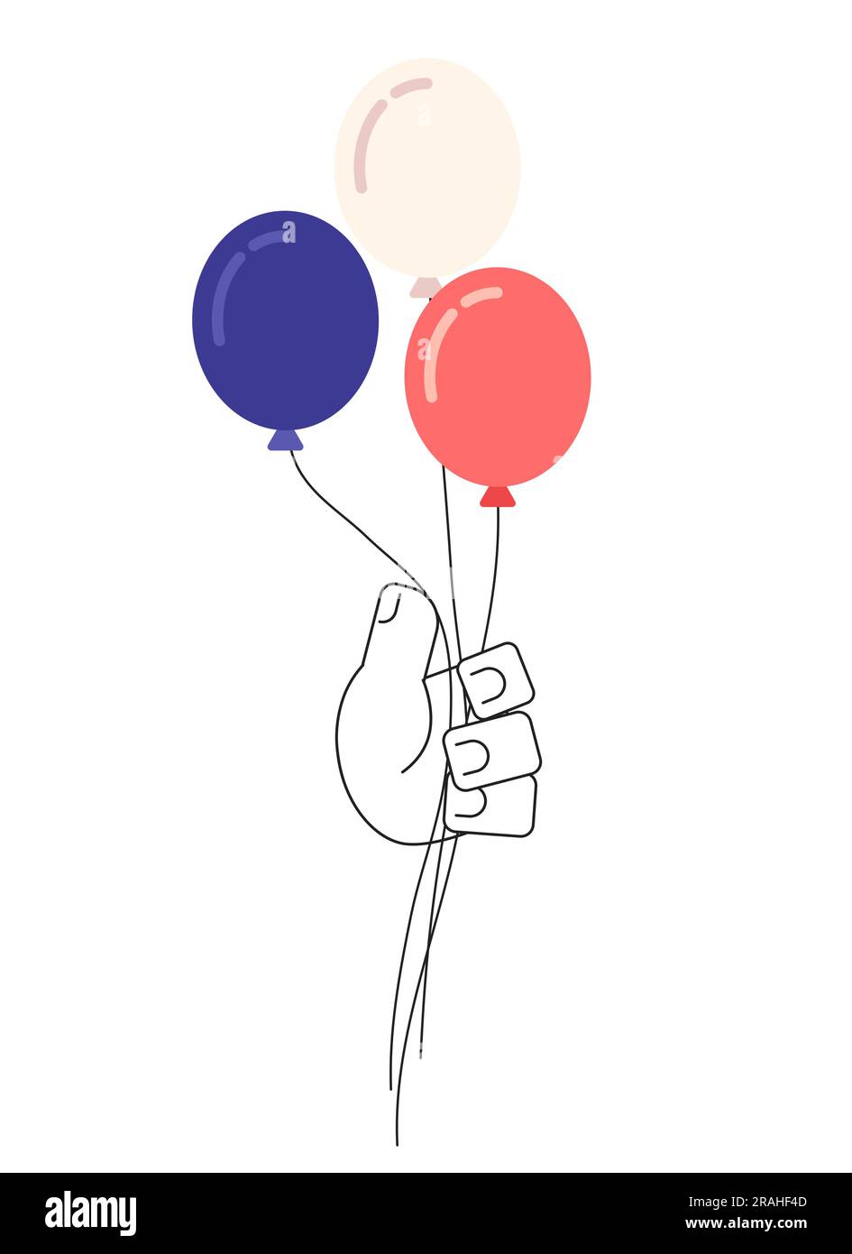 Juli 4. Ballons mit monochromatischer flacher Vektorhand Stock Vektor