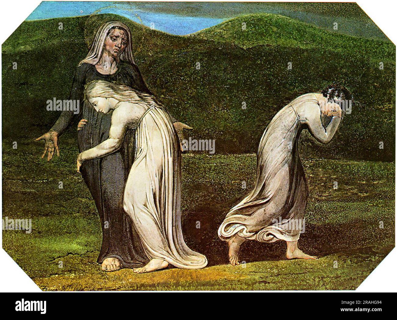 Naomi bittet Ruth und Orpah, in das Land von Moab 1795 zurückzukehren, von William Blake Stockfoto