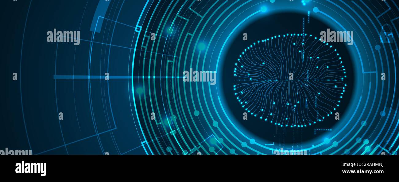 Abstraktes menschliches Gehirn. Künstliche Intelligenz neue Technologie. Futuristischer Hintergrund der Wissenschaft Stock Vektor