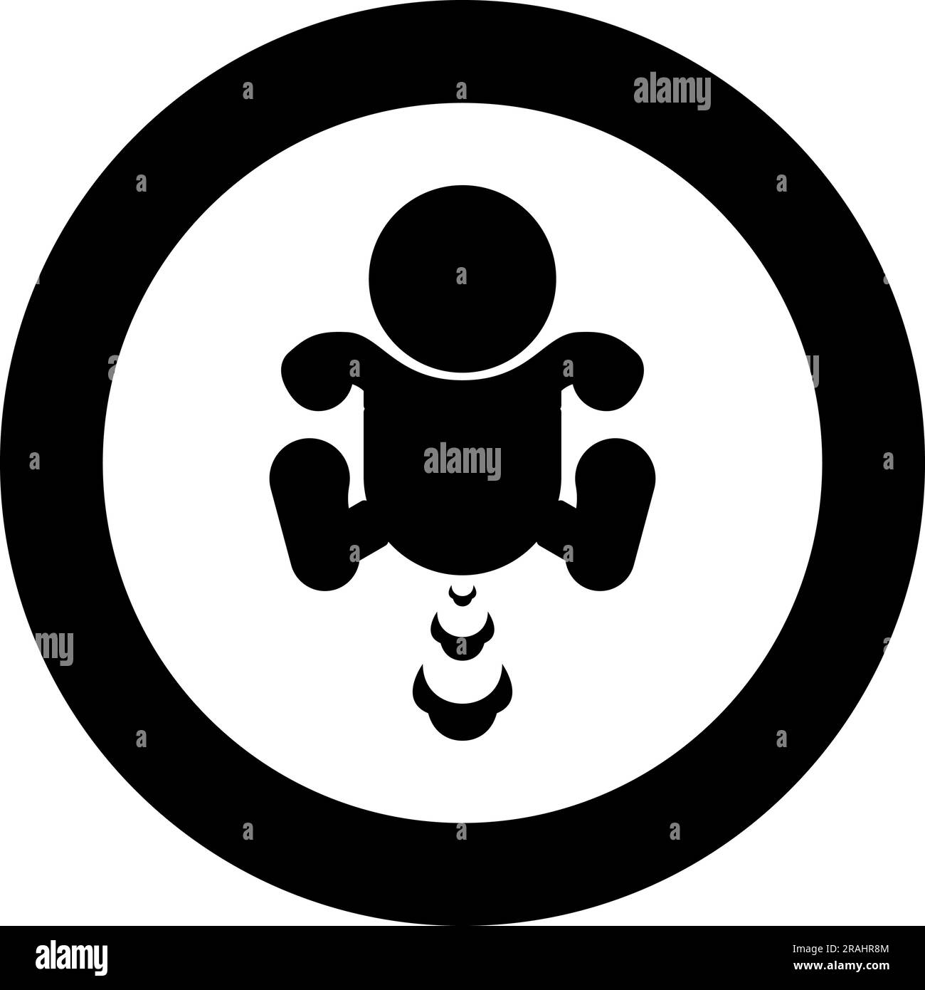 Ein Kind furzt, das ein Symbol in einem Kreis rund rund rund schwarz einfarbig Vektordarstellung Bild durchgehender Umriss einfach Stock Vektor